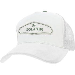 The Golfer White Suede Adjustable Trucker Hat