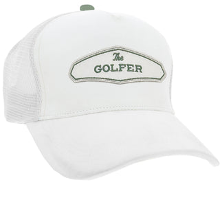 The Golfer White Suede Adjustable Trucker Hat