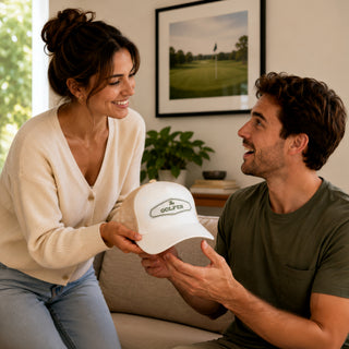 The Golfer White Suede Adjustable Trucker Hat