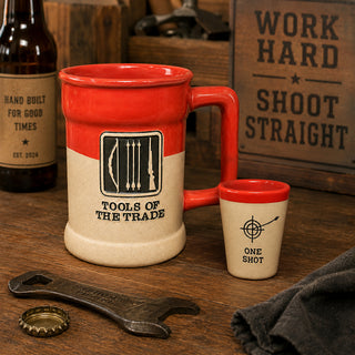The Hunter 15 oz Ceramic Stein & 2 oz Shot Glass Set