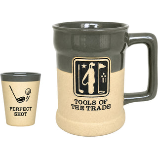 The Golfer 15 oz Ceramic Stein & 2 oz Shot Glass Set