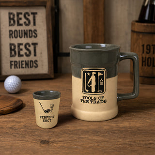 The Golfer 15 oz Ceramic Stein & 2 oz Shot Glass Set