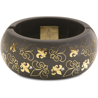 Gray Fleur de Lis Resin Bangle Bracelet