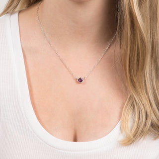Liza Birthstone January Garnet 17"-18.5" Necklace with 0.25" Crystal Pendant made from Austrian Crystals