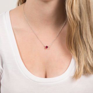 Liza Birthstone January Garnet 17"-18.5" Necklace with 0.25" Crystal Pendant made from Austrian Crystals