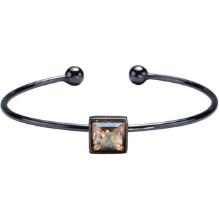 Light Peach Square Cuff 6.5" Austrian Crystal Bangle Bracelet