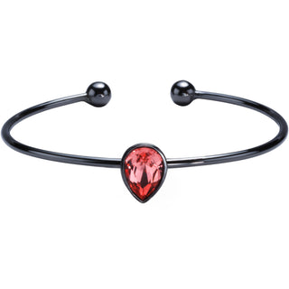 Light Rose Tear Drop Cuff 6.5" Austrian Crystal Bangle Bracelet