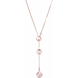 Rose Water Opal Hexagon - 18.5" Austrian Crystal Sweater Necklace