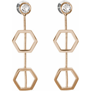 Crystal Gold Hexagon - 1.5" Austrian Crystal Dangle Earrings