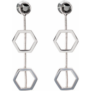 Crystal Hexagon 1.5" Austrian Crystal Dangle Earrings