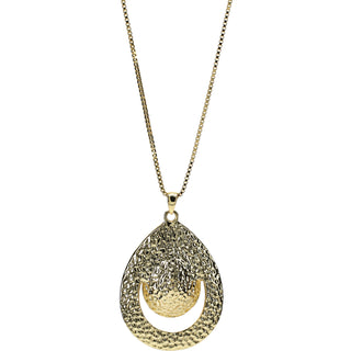 Crystal Silver Night Teardrop 38" 18 K Gold Plated Drawstring Sweater Necklace