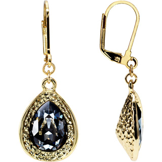 Crystal Silver Night Teardrop 18K Gold Plated Austrian Crystal Dangle Earring