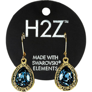 Denim Blue Teardrop 18K Gold Plated Austrian Crystal Dangle Earring