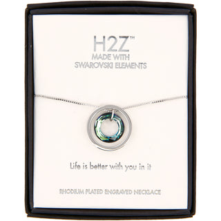 Life Bermuda Blue Crystal 17"-19" Engraved Rhodium Plated Austrian Element Necklace