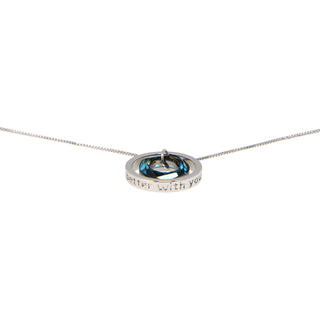 Life Bermuda Blue Crystal 17"-19" Engraved Rhodium Plated Austrian Element Necklace
