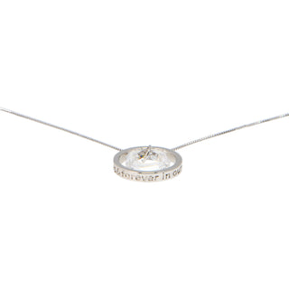 Forever in our Hearts Clear Crystal 17"-19" Engraved Rhodium Plated Austrian Element Necklace