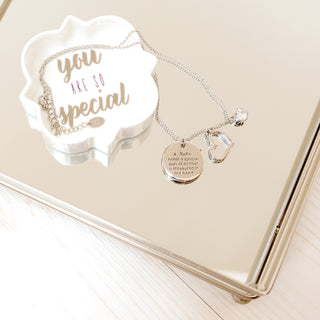 Mother Clear Crystal 16.5"-20.5" Engraved Rhodium Plated Austrian Element Necklace