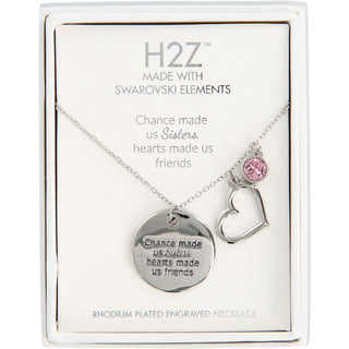 Sisters
Light Rose Crystal 16.5"-20.5" Engraved Rhodium Plated Austrian Element Necklace