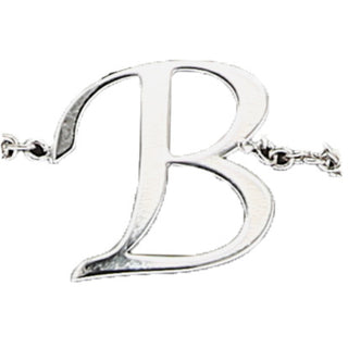 B Adjustable Rhodium Plated Monogram Ring