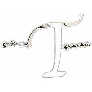 T Adjustable Rhodium Plated Monogram Ring