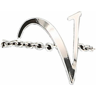 V Adjustable Rhodium Plated Monogram Ring