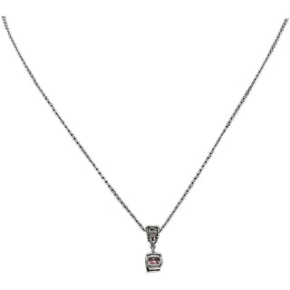 16 Rose Zircon 16.5"-18.5" Celebration Rhodium Plated Necklace