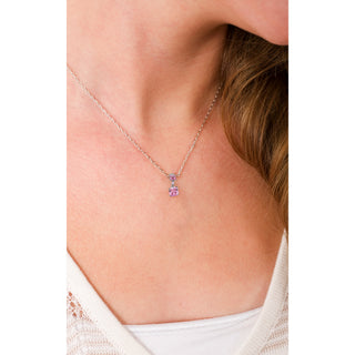 16 Rose Zircon 16.5"-18.5" Celebration Rhodium Plated Necklace