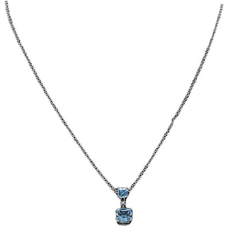 21 Aquamarine Zircon 16.5"-18.5" Celebration Rhodium Plated Necklace