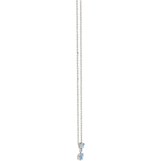 21 Aquamarine Zircon 16.5"-18.5" Celebration Rhodium Plated Necklace