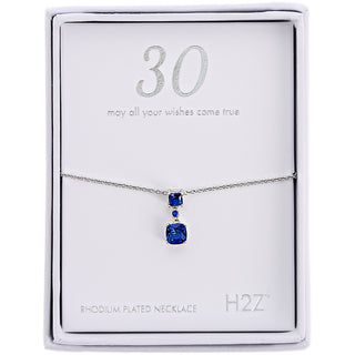 30
Sapphire Zircon 16.5"-18.5" Celebration Rhodium Plated Necklace