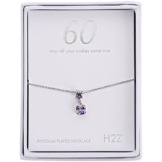 60 Lavender Zircon 16.5"-18.5" Celebration Rhodium Plated Necklace