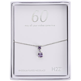 60 Lavender Zircon 16.5"-18.5" Celebration Rhodium Plated Necklace