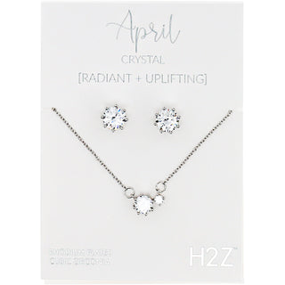 April Crystal 16.5"-18.5" Birthstone Jewelry Gift Set