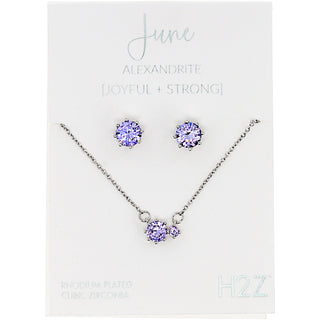 June Alexandrite 16.5"-18.5" Birthstone Jewelry Gift Set