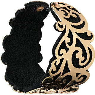 Gold & Black 1.5" Flourish Cuff Bracelet