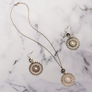 Rose Gold Mandala Mother of Pearl Earrings