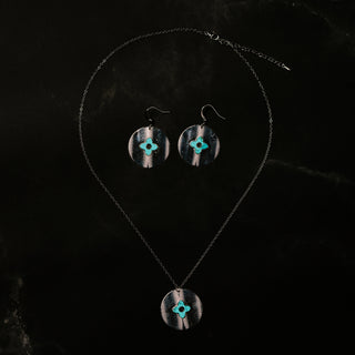 Silver Shield Turquoise Earrings