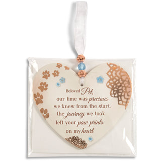 Beloved Pet 3.5" x 4" Heart-Shaped Ornament