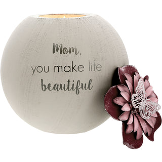 Mom 5" Round Tealight Candle Holder