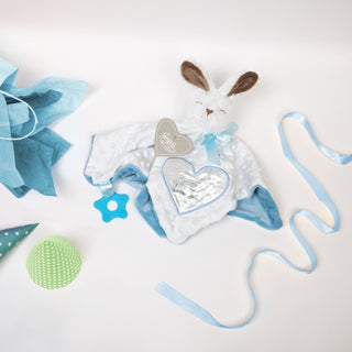 Somebunny Blue Lovey  Lovey Blanket Bunny with Teether