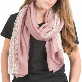 Pink 70" x 30" Lace Accent Scarf
