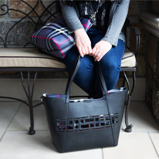 Raven Rose 18" x 11" Laser Cut Plaid Tote