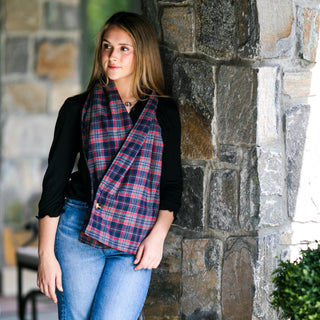 Warm Plaid 58.5" x 11" Flannel Pocket Scarf