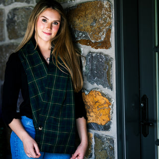 Deep Sea Plaid 58.5" x 11" Flannel Pocket Scarf