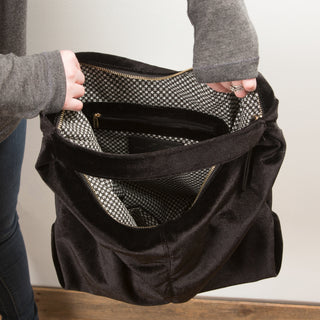 Coffee Velvet Shoulder Bag
