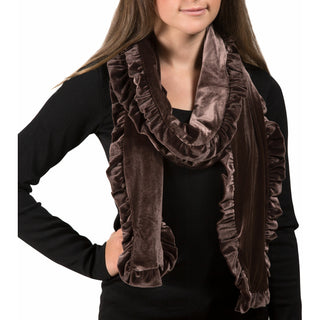 Black Ruffled Velvet Scarf