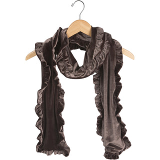 Black Ruffled Velvet Scarf