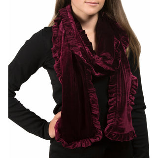 Black Ruffled Velvet Scarf