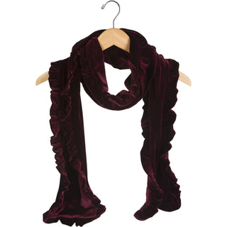 Black Ruffled Velvet Scarf