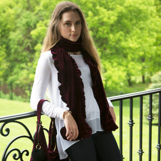 Black Ruffled Velvet Scarf